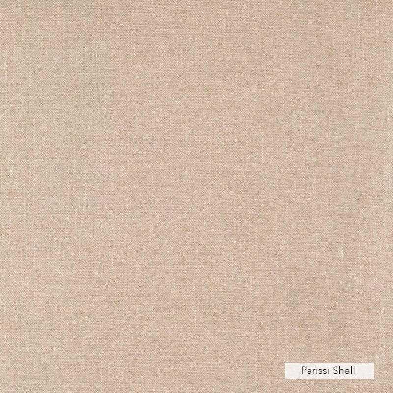 Parissi Shell fabric swatch for norsu Design your Own Ottoman with blush leather piping, foam coiled filling, and customizable size options.