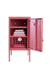 Pink Mustard Made Locker The Shorty Berry with open door, shelves, and lockable handle