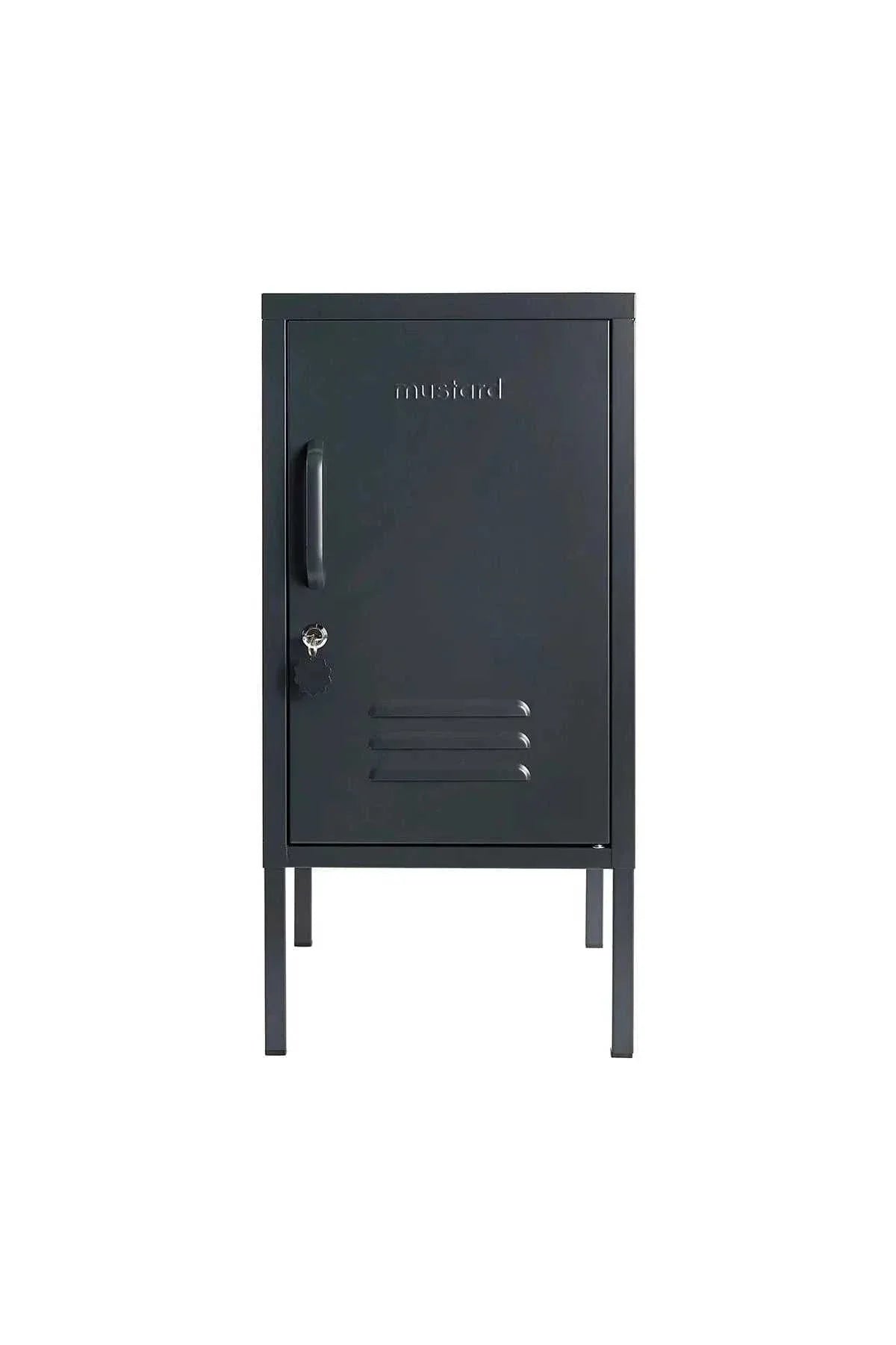 Mustard Made Locker The Shorty Slate metal storage locker with lock and vented door in dark gray