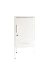 Mustard Made Locker The Shorty Chalk small white storage cabinet with handle lock and vents