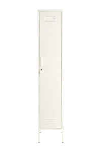 Mustard Made Locker Skinny Chalk tall slim cream-colored storage locker with lock and vents