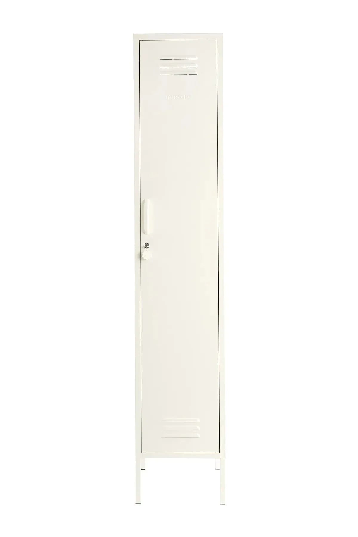 Mustard Made Locker Skinny Chalk tall slim cream-colored storage locker with lock and vents