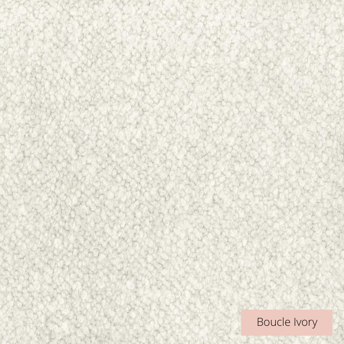 Close-up of norsu Design your Own Ottoman fabric in Boucle Ivory texture