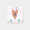 In My Heart Book cover featuring colorful layered heart and child illustration about emotions and feelings for toddlers.