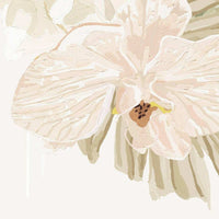 Limited edition fine art canvas print featuring large scale floral with textured brush strokes and dripping paint on a pastel background