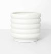 White Alder Pot with textured bubbly finish in small size, white porcelain planter with matte exterior and gloss interior