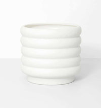 White Alder Pot with textured bubbly finish in small size, white porcelain planter with matte exterior and gloss interior