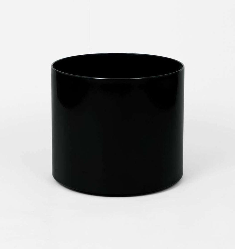 Black Benny Planter made of powder-coated stainless steel with drainage hole for indoor and outdoor use
