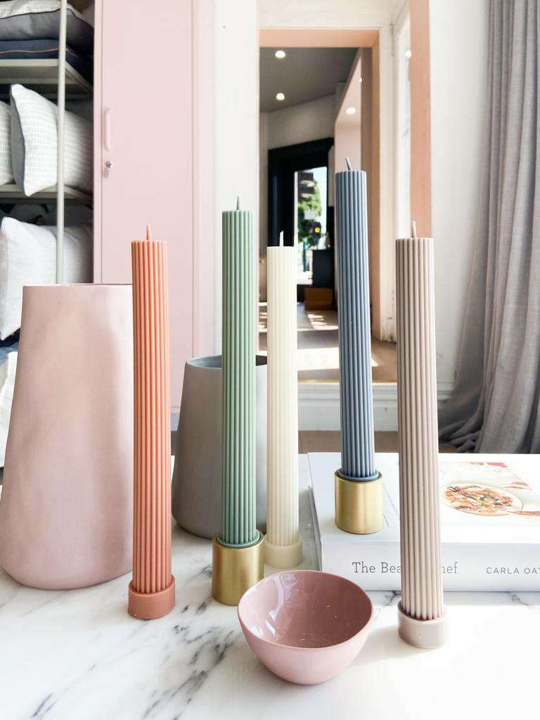 Black Blaze Candles Black Blaze Column Pillar Candles - White (6559581569212)