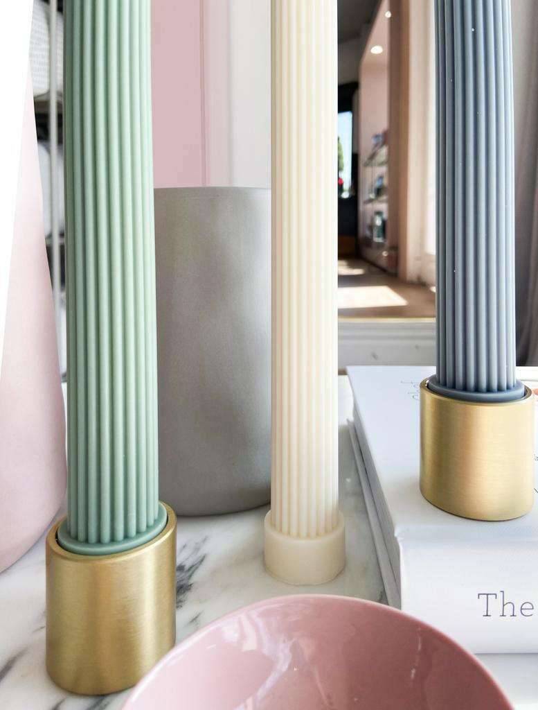 Black Blaze Candles Black Blaze Column Pillar Candles - White (6559581569212)