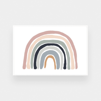 Minimalist "Over The Rainbow" blush tone abstract rainbow fine art print in a white frame