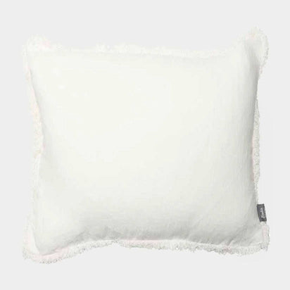 Eadie Lifestyle Luca Boho white linen cushion with hand-frayed edges and feather filling in various sizes