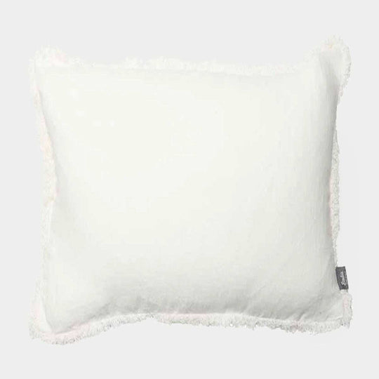 Eadie Lifestyle Luca Boho white linen cushion with hand-frayed edges and feather filling in various sizes