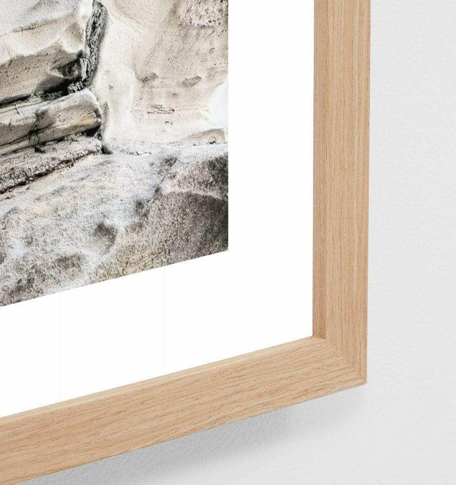 Coastal Middle of Nowhere Bondi Cliff photographic print framed in oak wood with glass cover