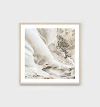 Middle of Nowhere Bondi Cliff Print coastal photographic artwork framed in oak with glass, showcasing abstract sandy cliff textures.