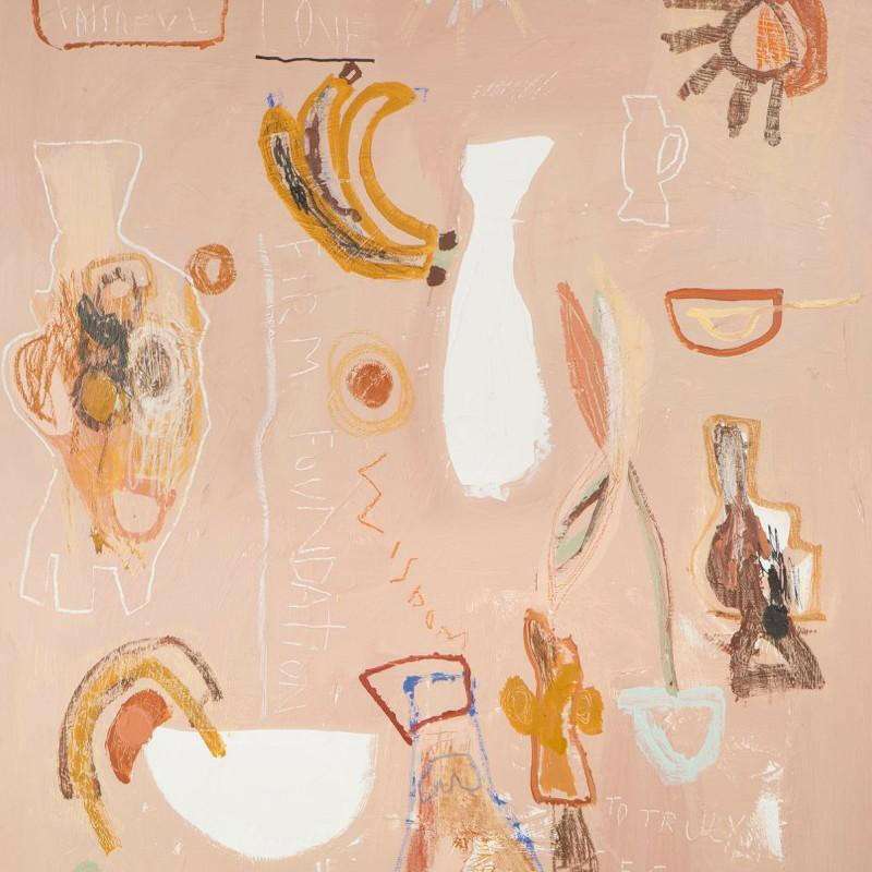 Abstract limited edition fine art print by Bonnie Gray featuring 90s tropical colors and layered shapes on textured cotton rag paper