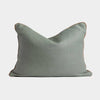 norsu cushion Haven Celadon with blush leather piping handcrafted decorative pillow