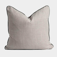 Norsu Studio Cushion Lexus Haze fabric with charcoal leather piping from norsu cushion collection