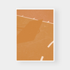 Abstract court lines print in warm orange tones on fine art paper, available framed or unframed in various sizes.