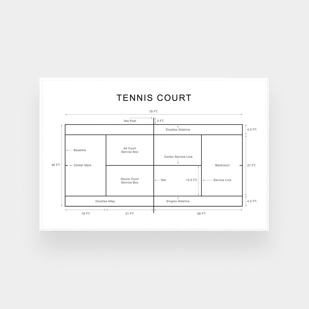 norsu interiors Prints Tennis Court Lines Print - Various Sizes (7700743422201)