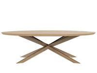 Ethnicraft Mikado Oval Dining Table in natural oak with unique crossed leg design