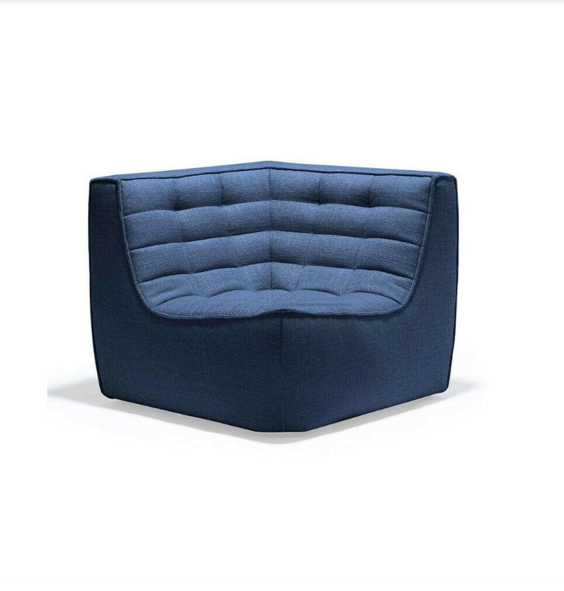 Blue Ethnicraft Sofa N701 corner module with tufted upholstery and hardwood frame