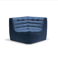 Blue Ethnicraft Sofa N701 corner module with tufted upholstery and hardwood frame