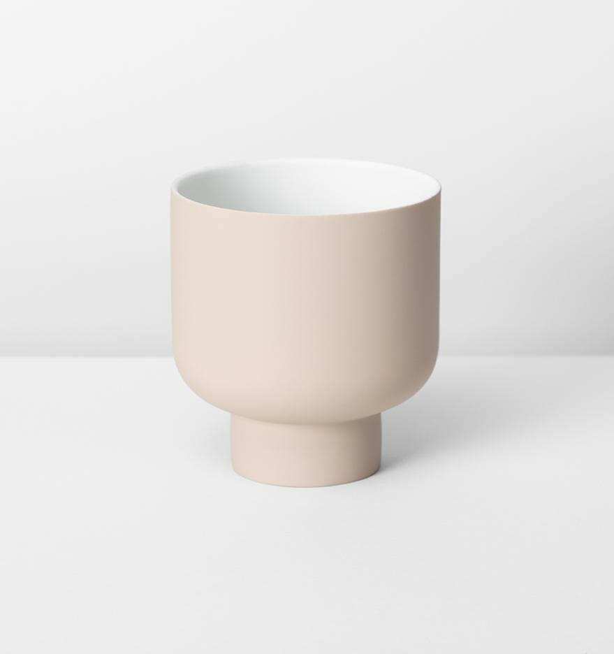 Fergus Planter nude porcelain with matte silicone exterior and glossy interior, small size