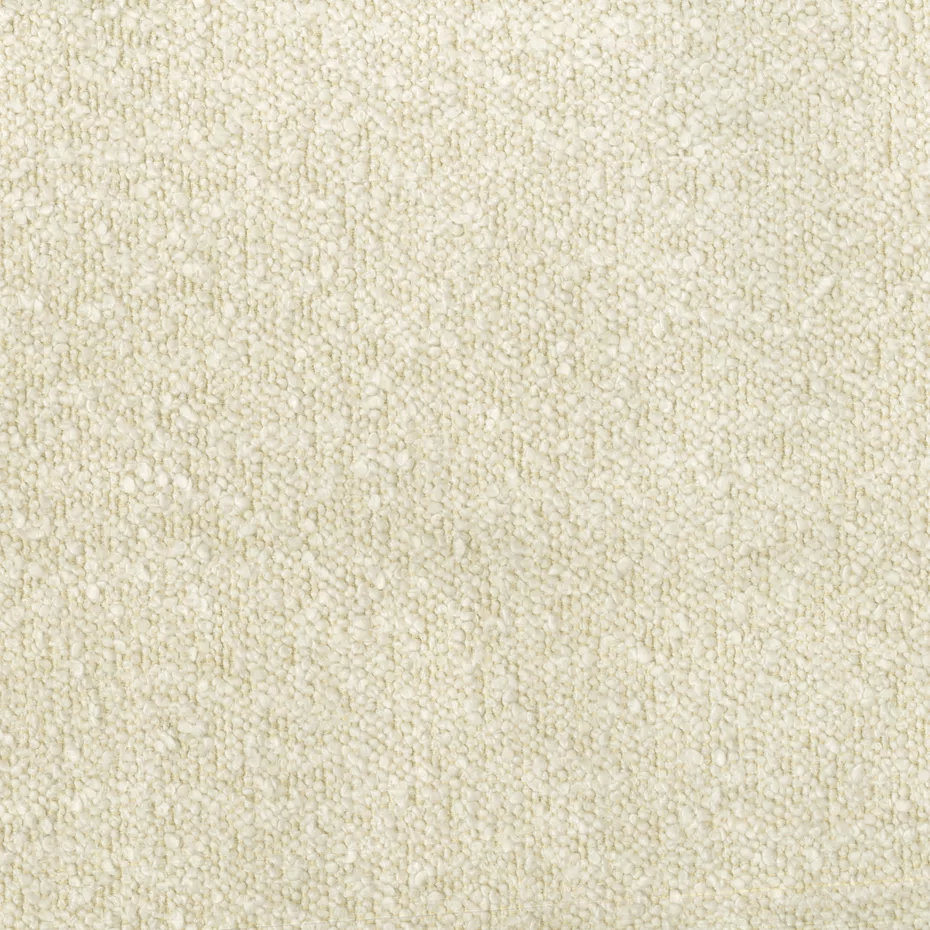 Close-up texture of oatmeal boucle fabric used in Zaru Boucle Bench upholstery