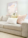 norsuHOME sofa Australian made comfortable durable beige fabric sofa with pastel cushions and modern living room decor