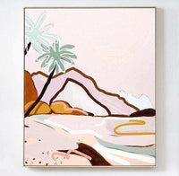 Jen Sievers Limited Edition fine art canvas print titled Exhale featuring abstract landscape with pastel shades and palm trees