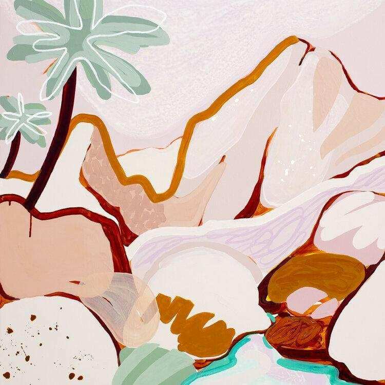 Jen Sievers Limited Edition abstract landscape canvas print titled "I'll Meet You There" with vibrant natural colors and expressive forms