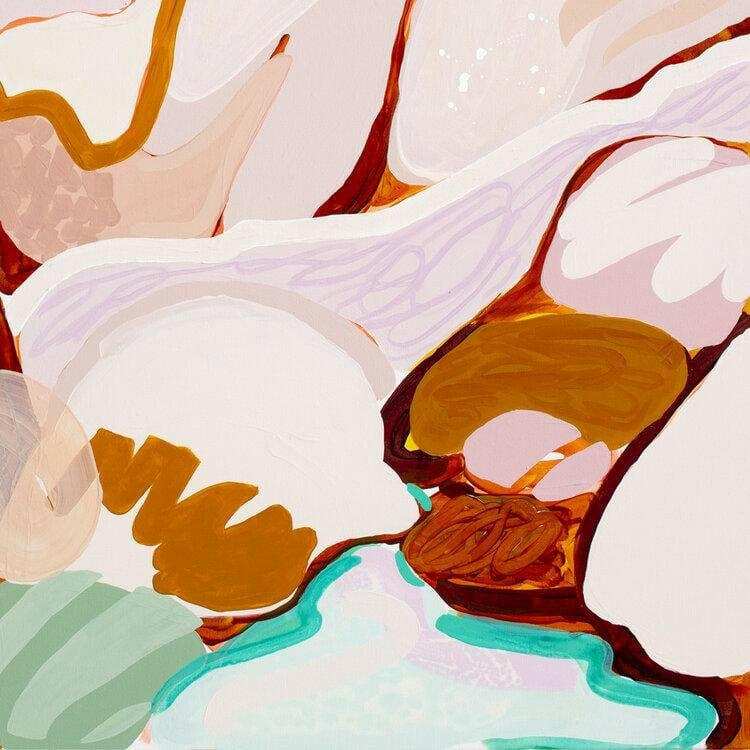 Abstract landscape art by Jen Sievers with vibrant earthy tones on a limited edition canvas print