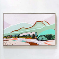 Jen Sievers Limited Edition fine art canvas print titled "Where We Began" featuring expressive landscape with vibrant colors in floating oak frame