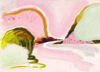 Jen Sievers Limited Edition abstract landscape canvas print with vibrant pink, green, and yellow tones, signed and framed option available.