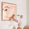 Kimmy Hogan Limited Edition fine art canvas print Dusk in oak floating frame with abstract floral design in soft pink and brown tones