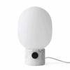 Menu JWDA Marble Lamp with Carrara marble base, white glass shade, and black metal knob switch