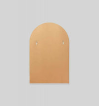 Middle of Nowhere Bjorn arch mirror with brass gold-leafed engineered wood frame and mirrored glass, 55cm x 85cm.