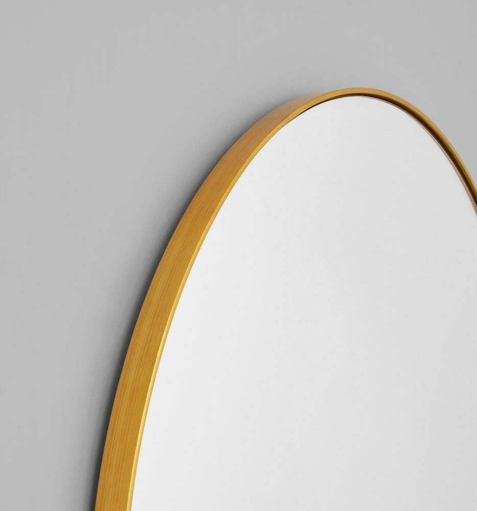 Middle of Nowhere Bjorn Arch Mirror in brass with hand-applied gold leaf frame and minimal modern design