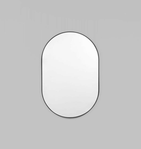 Middle of Nowhere Bjorn oval black framed modern minimalist wall mirror 50cm x 75cm