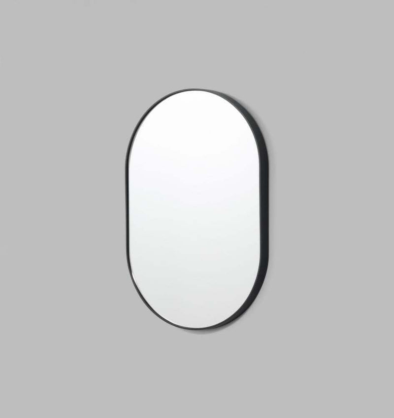 Middle of Nowhere Bjorn Oval Mirror in black with matte finish, 50cm by 75cm, modern minimalistic design