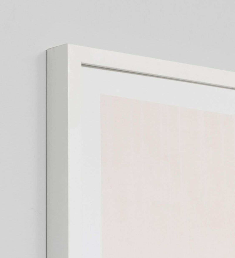 Middle of Nowhere Blush Villa framed photographic print in white frame behind glass, 114 x 85cm