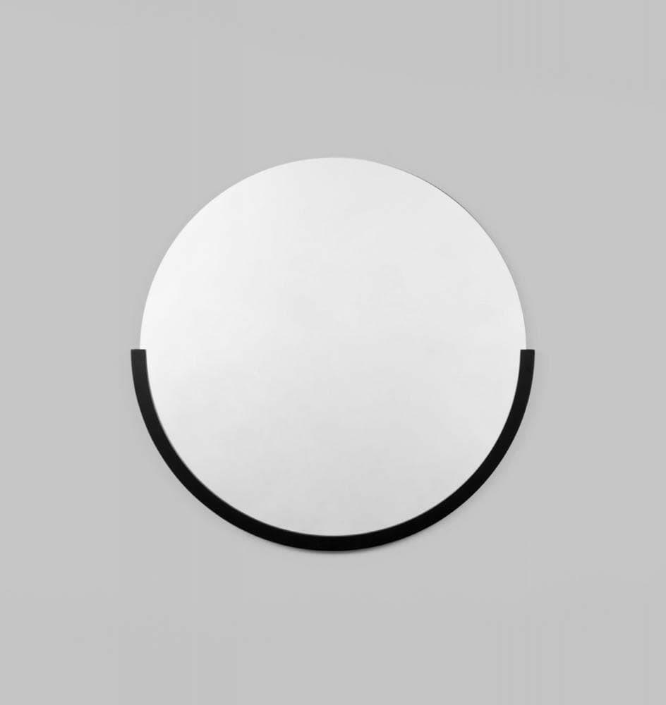 Middle of Nowhere Dawn round black framed minimalist wall mirror.