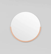Middle of Nowhere Dawn round desert mirror with minimal wooden frame accent