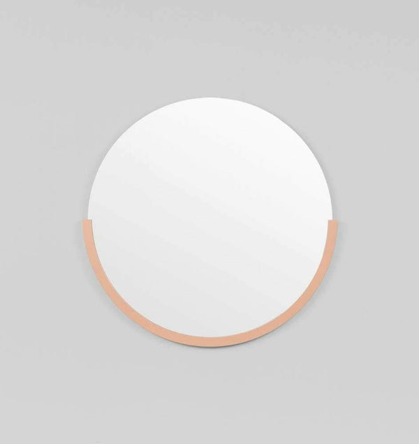 Middle of Nowhere Dawn round desert mirror with minimal wooden frame accent