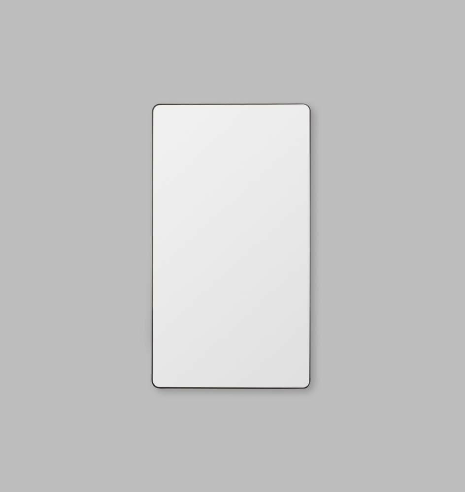 Flynn Curve Leaner Mirror with black frame and gently rounded corners, 100cm by 180cm, modern and versatile design