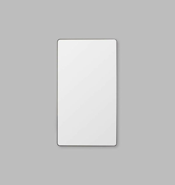 Flynn Curve Leaner Mirror with black frame and gently rounded corners, 100cm by 180cm, modern and versatile design