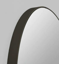 Middle of Nowhere Flynn round black wooden mirror with matte finish in various sizes