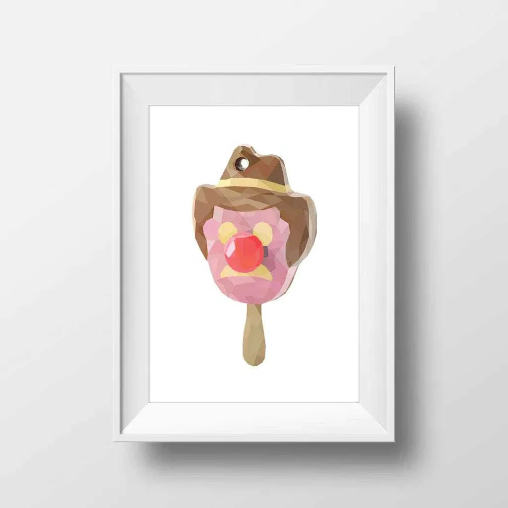 DG Designs Dom Gauci Kids Art Print featuring Mr. Bill tribute ice cream illustration in white frame