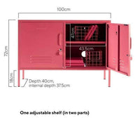Pink Mustard Made Locker The Lowdown Berry with adjustable shelves and dimensions 100cm width, 72cm height, and 40cm depth